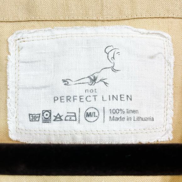 Not Perfect Linen Womens JANUARY Loose Cut 100% Linen Shirt - Tan, Size M/L - Picture 4 of 5